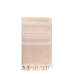 Pareo-Handtuch aus recycelter Baumwolle mit Streifen, 200 g/m2 farbe beige Ansicht mit Druckbereich