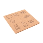 Kinderpuzzle mit passenden Tierfiguren aus Kork farbe beige dritte Ansicht