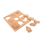 Kinderpuzzle mit passenden Tierfiguren aus Kork farbe beige vierte Ansicht