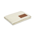 Decke aus recycelter Baumwolle mit bedruckbarem Aufnäher, 200 g/m2 farbe beige