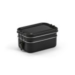 Doppelte Lunchbox aus recyceltem Edelstahl mit Schnallen, 1,05 L farbe schwarz