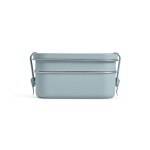 Doppelte Lunchbox aus recyceltem Edelstahl mit Schnallen, 1,05 L farbe blau mamoriert vierte Ansicht