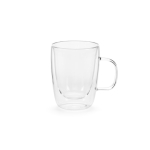 Doppelwandiger Becher aus Borosilikatglas mit Logo, 260 ml farbe transparent