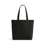 Tasche aus recycelter Baumwolle und RPET, 280 g/m2 farbe schwarz Ansicht von vorne