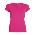 Damen-T-Shirt aus Baumwolle mit V-Ausschnitt, 200 g/m2, Roly farbe pink