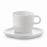 Stapelbare Kaffeetasse mit rechteckiger Untertasse, 180 ml farbe weiß