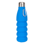 Faltbare BPA-freie Silikonflasche mit Karabiner, 550 ml farbe blau