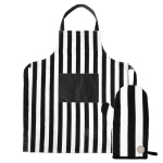 Set aus gestreifter Grillschürze und Handschuhen von Segaform farbe weiß/schwarz