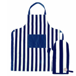 Set aus gestreifter Grillschürze und Handschuhen von Segaform farbe weiß/blau