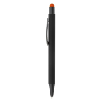 Metall-Kugelschreiber mit Touchpen und Logo mit Gravur farbe orange dritte Ansicht