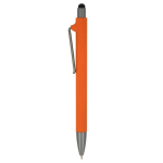 Recycelter Kunststoffkugelschreiber mit schwarzem Touchpen farbe orange dritte Ansicht