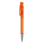 Farbiger transparenter Kunststoffstift mit Metallspitze, blaue Tinte farbe orange-transparent dritte Ansicht