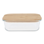 Klassische rechteckige Lunchbox aus Glas mit Bambusdeckel farbe transparent zweite Ansicht