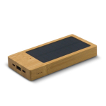 Externe Powerbank aus FSC-Bambus mit Solarpanel, 8.000 mAh farbe holzton