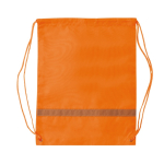 Rucksack aus Polyester mit Kordelzug und horizontalem Reflexstreifen farbe orange zweite Ansicht