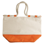 Canvas-Tasche mit buntem Boden und stabilen Kordelzuggriffen farbe orange zweite Ansicht