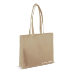 Umweltfreundliche Tasche aus RPET mit Falte und Griffen, 100 g/m2 farbe beige