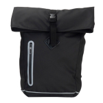 Wasserdichter Rolltop-Rucksack mit reflektierenden Details farbe schwarz zweite Ansicht