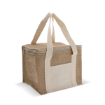 Kühltasche aus Jute und Baumwolle mit Griffen bietet Platz für 6 Dosen farbe beige