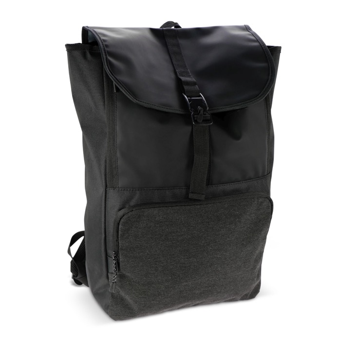 RPET Laptop-Rucksack mit Seitentaschen, 15'' farbe schwarz