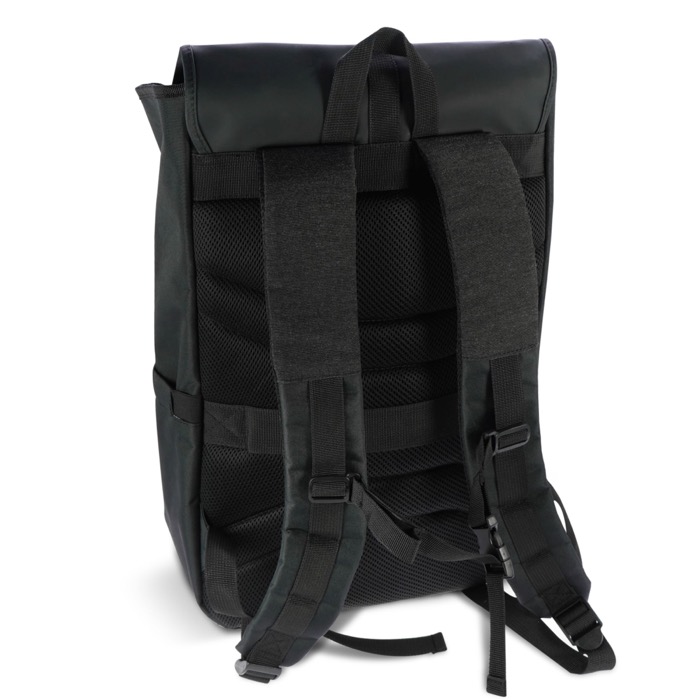 RPET Laptop-Rucksack mit Seitentaschen, 15'' farbe schwarz zweite Ansicht