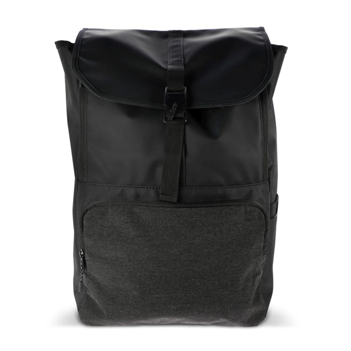 RPET Laptop-Rucksack mit Seitentaschen, 15'' farbe schwarz dritte Ansicht