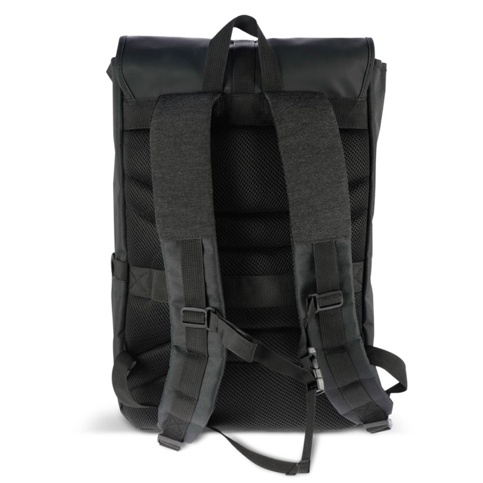 RPET Laptop-Rucksack mit Seitentaschen, 15'' farbe schwarz vierte Ansicht