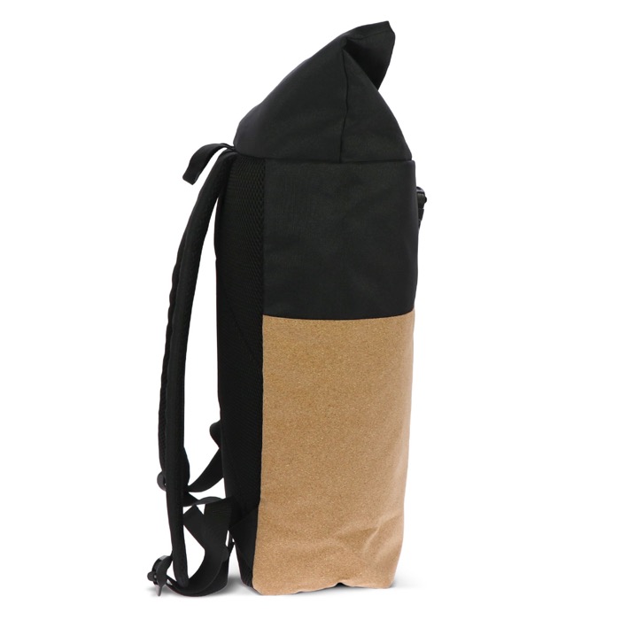 Rolltop Rucksack aus RPET und Kork mit Laptopfach, 15” farbe schwarz sechste Ansicht