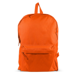 Klassischer RPET-Rucksack in verschiedenen Farben und Fronttasche farbe orange dritte Ansicht