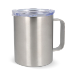 Kaffeebecher To Go aus Keramik mit Griff, 350 ml farbe silber