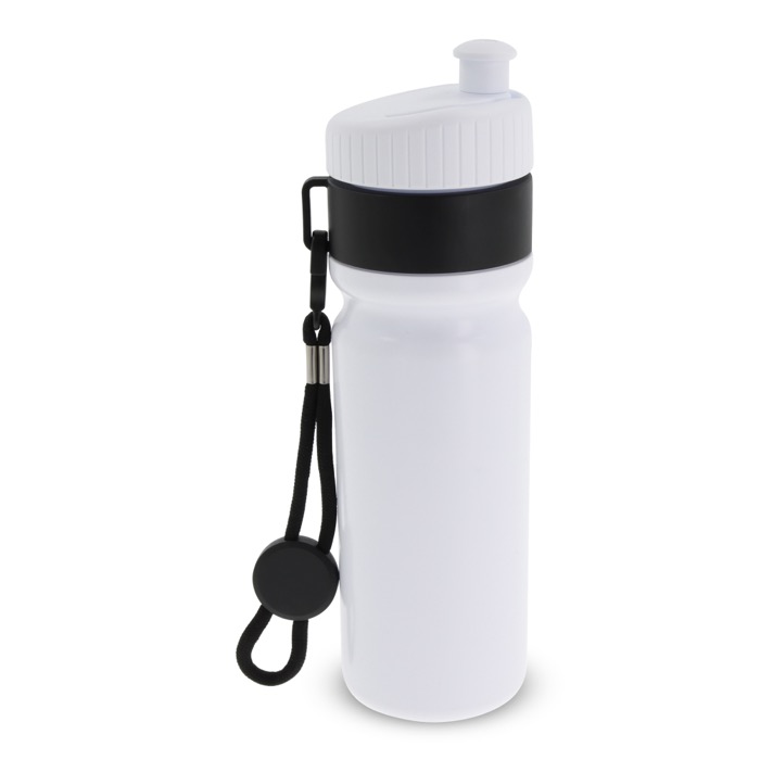 Sportflasche mit Farbdetails und Riemen, BPA-frei, 500 ml farbe weiß/schwarz zweite Ansicht