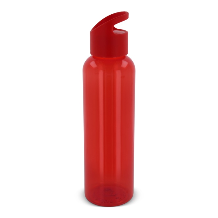 Transparente farbenfrohe RPET-Flasche mit geometrischem Griff, 600 ml farbe rot