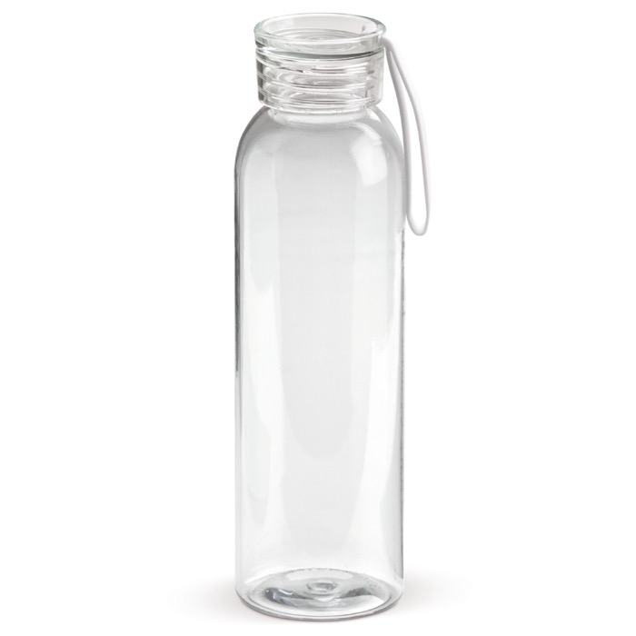 Plastikflasche mit Verschluss und farbiger Schlaufe, 600 ml farbe weiß-transparent