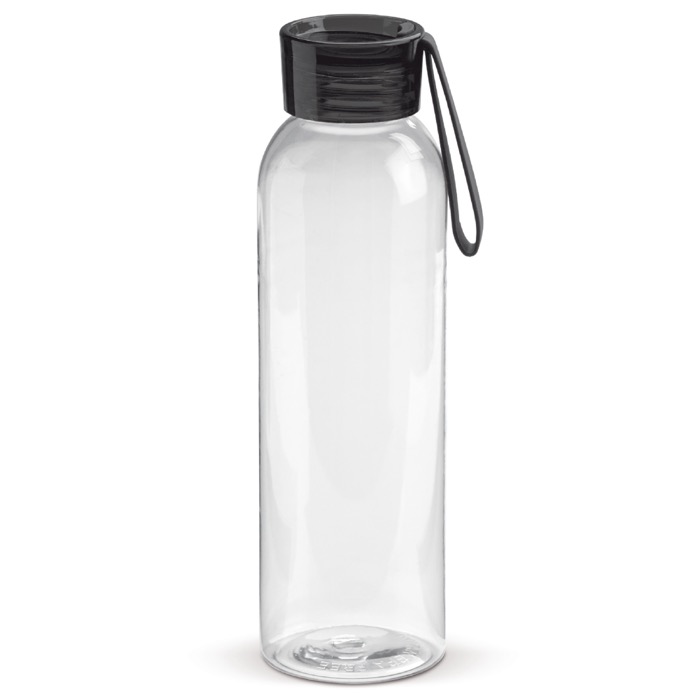 Plastikflasche mit Verschluss und farbiger Schlaufe, 600 ml farbe schwarz-transparent