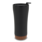 Doppelwandige Coffee-To-Go Becher mit Korkdetail am Boden, 480 ml farbe schwarz