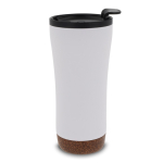 Doppelwandige Coffee-To-Go Becher mit Korkdetail am Boden, 480 ml farbe weiß