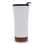 Doppelwandige Coffee-To-Go Becher mit Korkdetail am Boden, 480 ml farbe weiß vierte Ansicht