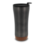 Doppelwandige Coffee-To-Go Becher mit Korkdetail am Boden, 480 ml farbe titan