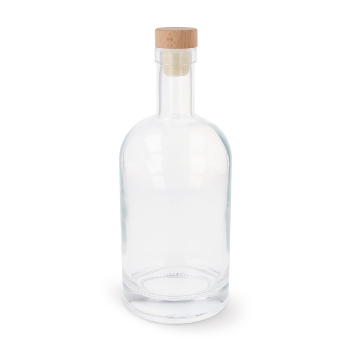 Nachhaltige Glasflasche mit Deckel aus FSC-Holz, 500 ml farbe transparent