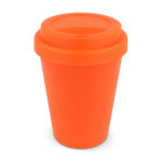 Coffee To Go Becher aus recyceltem Plastik in kräftigen Farben, 250 ml farbe orange