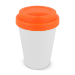 To Go Becher aus recyceltem Plastik mit Deckel, 250 ml farbe orange