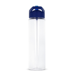 Transparente RPET-Flasche mit Deckel mit faltbarem Trinkhalm, 600 ml farbe blau zweite Ansicht