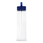 Transparente RPET-Flasche mit Deckel mit faltbarem Trinkhalm, 600 ml farbe blau dritte Ansicht