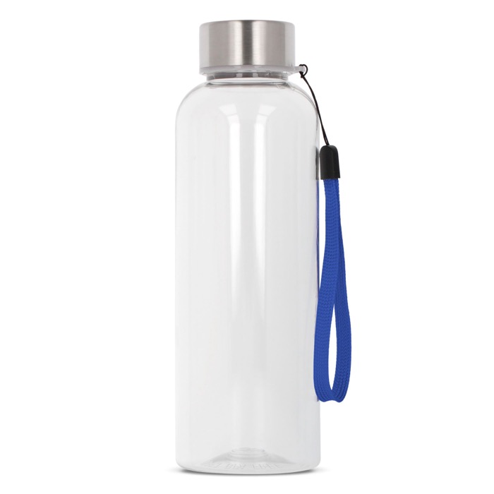 Tansparente Trinkflasche aus RPET mit farbiger Schlaufe, 500 ml farbe blau-transparent