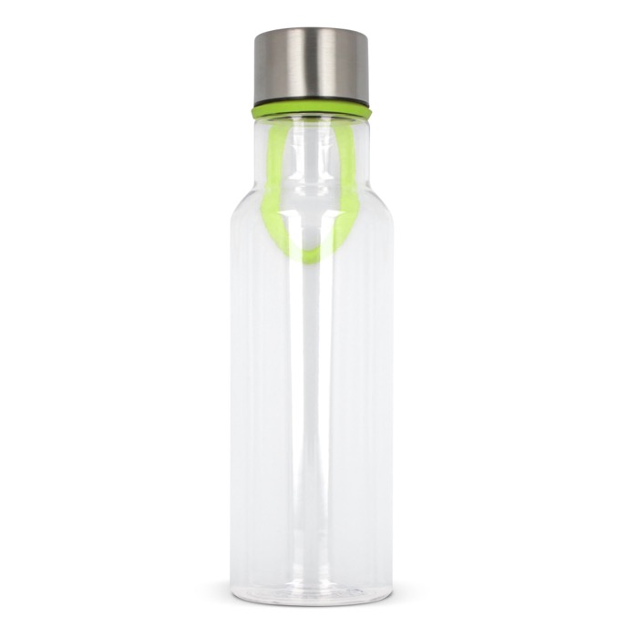 Transparente RPET-Flasche mit Gummitrageschlaufe, 600 ml farbe lindgrün dritte Ansicht