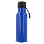 Farbige RPET-Trinkflasche mit Gummiband zum Tragen, 600ml farbe blau zweite Ansicht