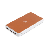 Externe kabellose Powerbank mit recyceltem Leder, 8.000 mAh farbe hellbraun