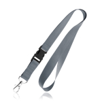 Polyester-Lanyard mit Metallkarabiner, 2 cm farbe dunkelgrau