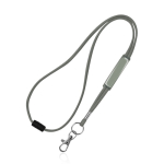 Lanyard aus Polyester mit Karabiner und Sicherheitsverschluss farbe hellgrau