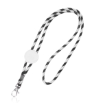 Röhrenförmiges Lanyard aus Polyester mit buntem Streifenmuster farbe schwarz